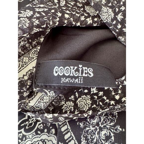 Cookies Hawai’i Paisley High Neck Black and Cream Color Midi Dress Size Small - Picture 8 of 11